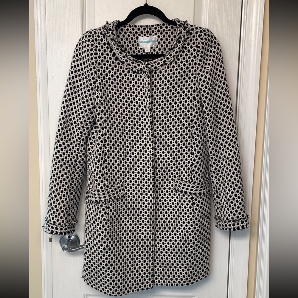 Pim + Larkin Anthropologie/Piperlime Small Black And White Tweed Snap Front Coat